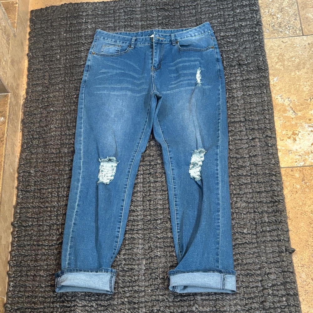 Ellison Blue Distressed Boyfriend Jeans